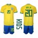 Maillot de foot Brésil Vinicius Junior #20 Domicile vêtements enfant Monde 2022 Manches Courtes (+ pantalon court)